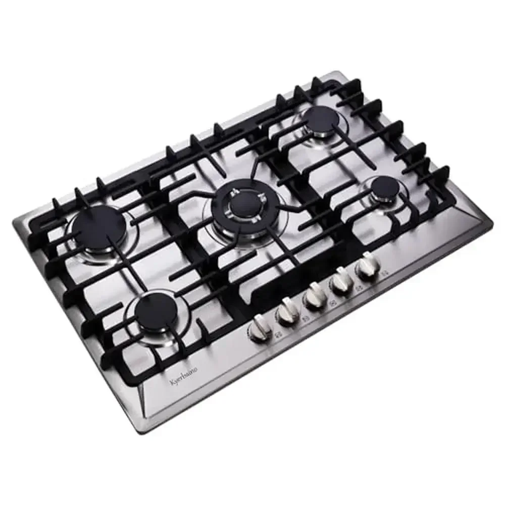 Газовая плита с 5 конфорками, встроенная варочная панель с двумя топливами из нержавеющей стали, трансформируемая сверхмощная литого железа, простая установка и
