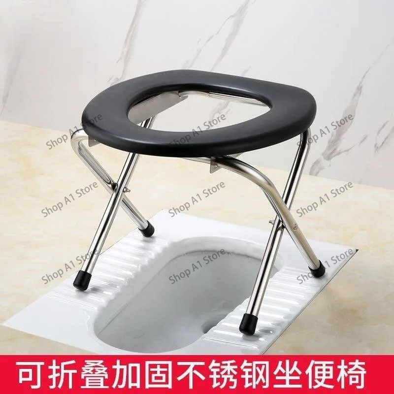 Portable toilet camping padded toilet chair with foldable stainless steel