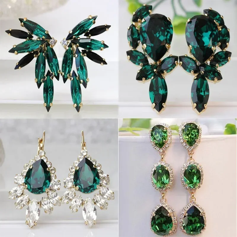 Green Water Drop Cubic Zirconia  Earrings for Women High Quality Luxury Wedding To Attend The Banquet Trend Jewelry Wholesale