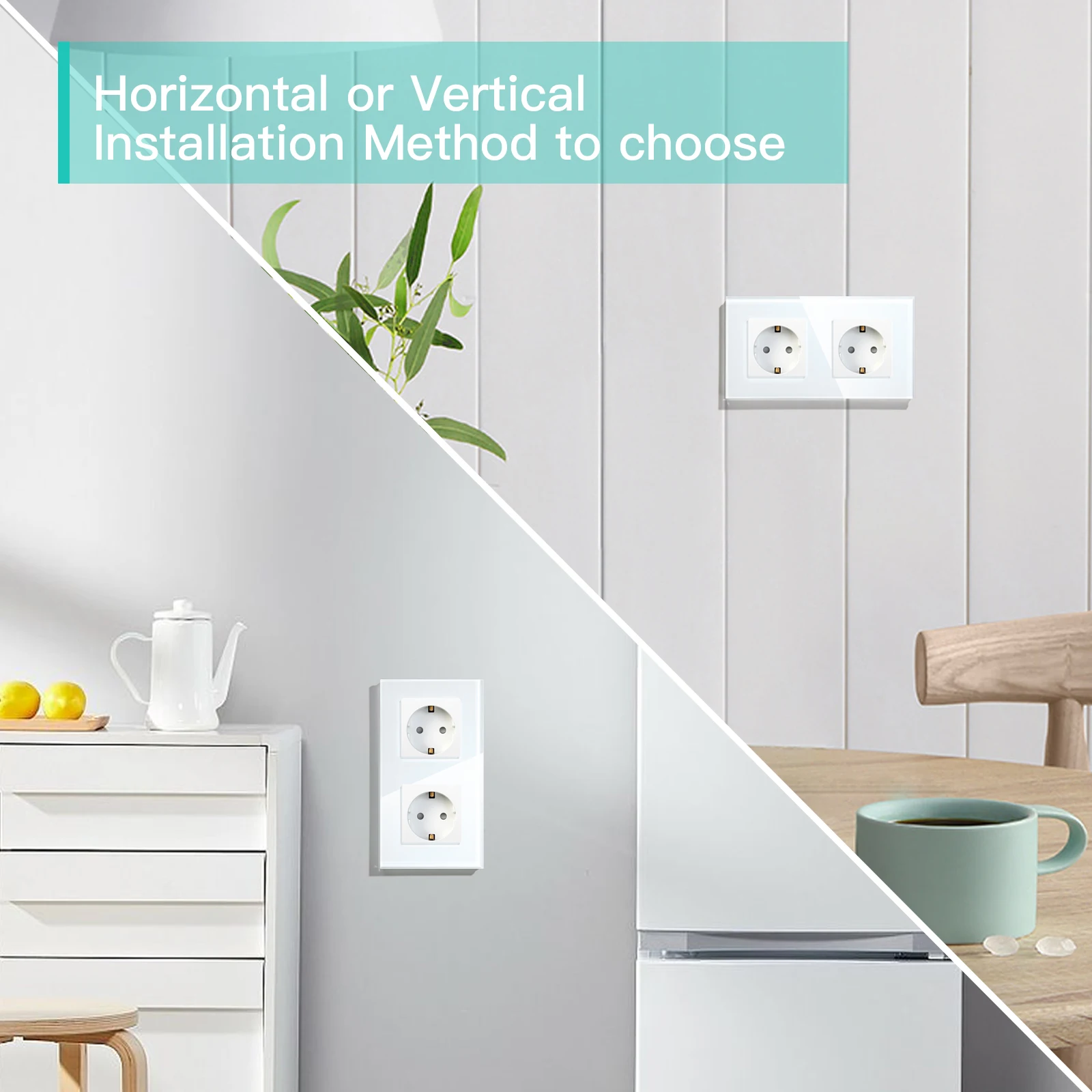 BSEED EU Standard Single Wall Socket Double Electrical Socket Outlets Triple Sockets For Home Crystal Glass Panel 250V 16A