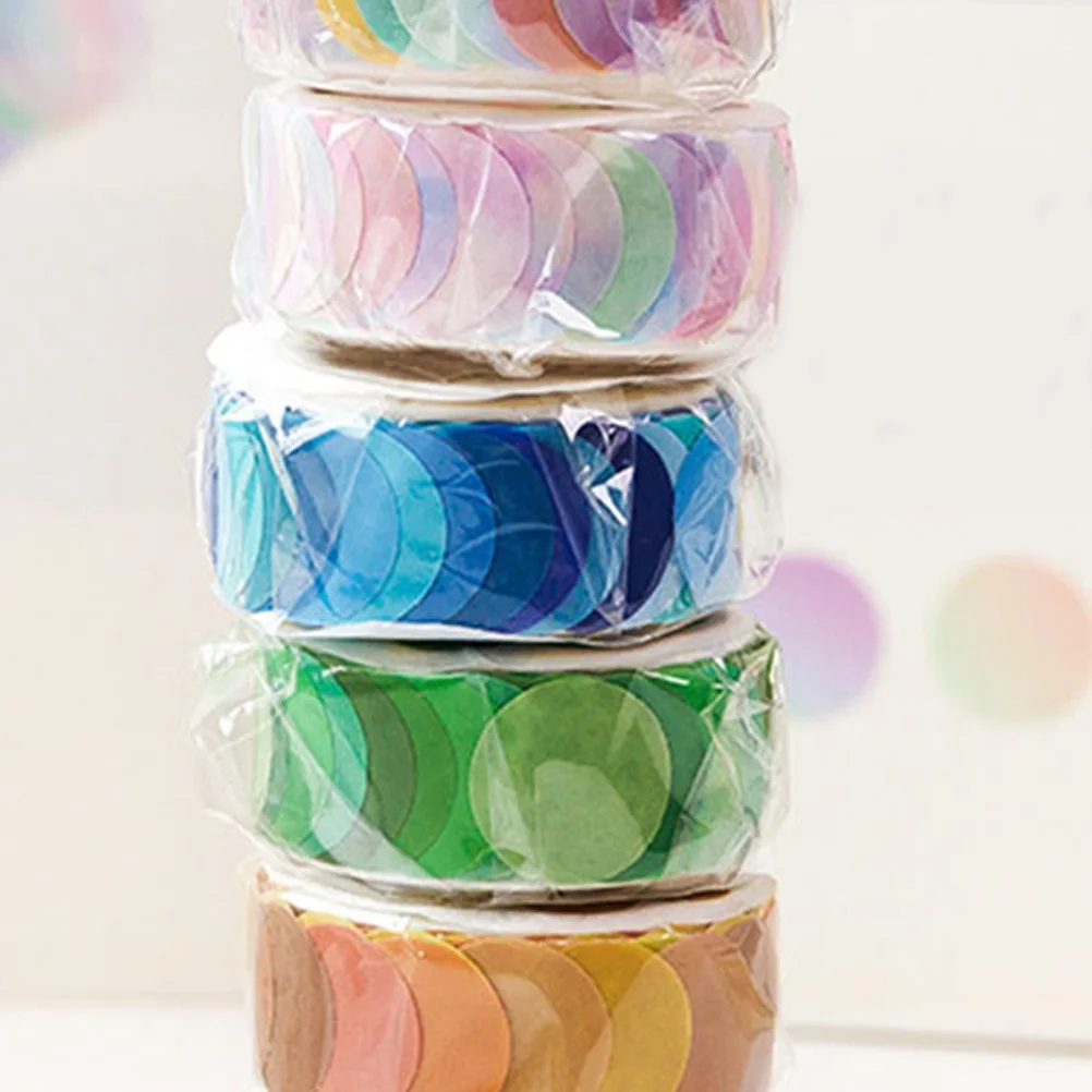 

8 Rolls Mixed Style Decorative Dot Stickers Delicate Round Washi Stickers Multi-Function Scrapbook Supply For Envelope Sealing