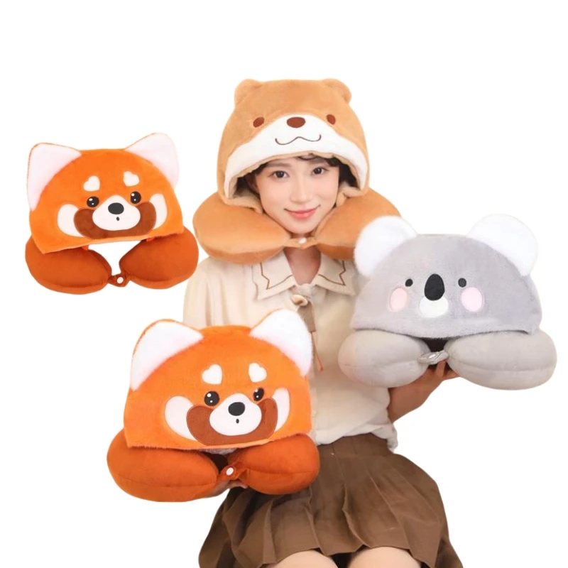 

New 35CM Red Panda Raccoon Sloth Animals Dolls Soft Neck PillowCartoon Office Car Break Decoration Birthday Christmas Gifts