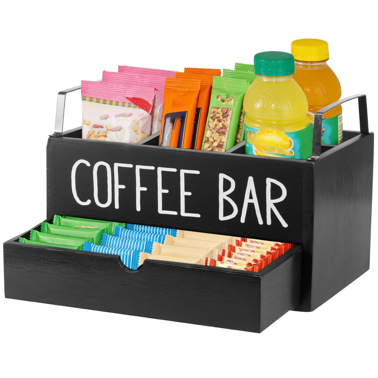 

Органайзер для закусок: деревянный ящик с выдвижными секциями для чайных пакетиков, кофейных капсул, контейнер для еды на рабочий стол, органайзер для специй на кухню