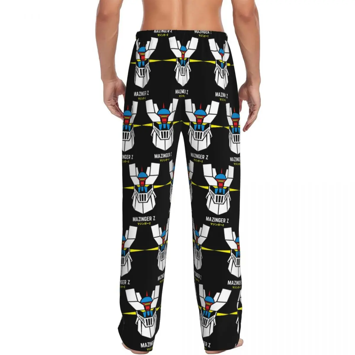 Custom Anime Robot Print Mazinger Z Men Pajama Pants Lounge Sleep Sleepwear Bottoms with Pockets