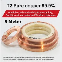 5M/Roll 99.9% T2 cinturino in rame per saldatrice a punti per accumulo di energia 18650 21700 connessione batteria al litio saldatura a strisce di rame