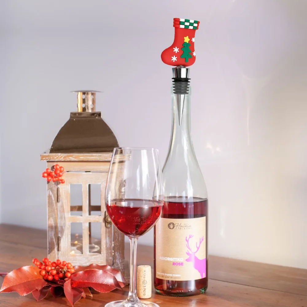 Merry Christmas Wine Bottle Stopper Xmas Tree Snowman Bar Party Decoration Crafts Preservation Wine Cork Fresh-keeping PVC
