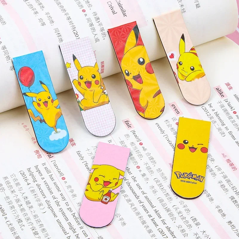 Pokemon Pikachu Cartoon Anime Magnet Bookmarks 6pcs/Set of Fresh Bookmark Creative Magnetic Bookmark Proud School Supplies Gifts