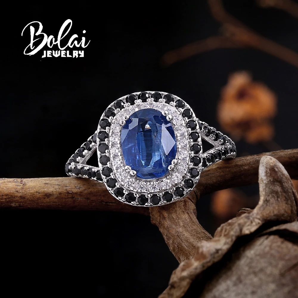 925 Sterling Silver Natural Kyanite Elegant Ring December Gemstone for Women &Lady Fine Jewelry Birthday Party Festiva Gift
