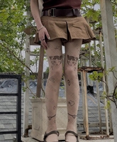 Women's Stockings Y2k Pantyhose Emo Sissy Harajuku Theights Gothic Lolita Punk Tights With Pattern Bodystocking Fetish Sexy Emo