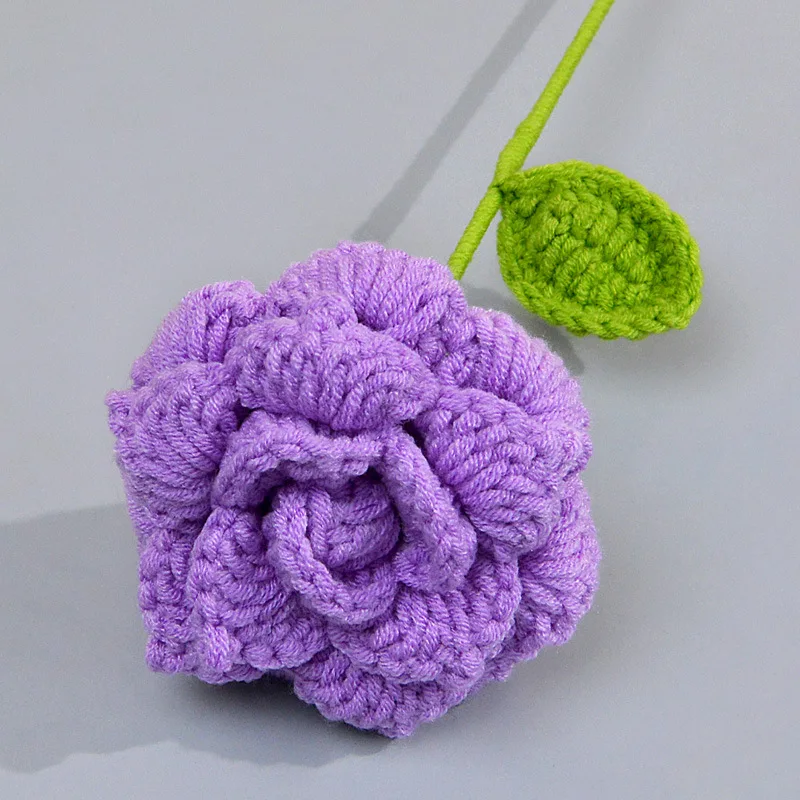1 x handgefertigte Häkelblumensträuße, gestrickter Rosenstrauß aus Stoff für DIY-Heimdekoration, Geschenk für Frau, Frau, Mutter, Freundin, Liebhaber – Detail 5