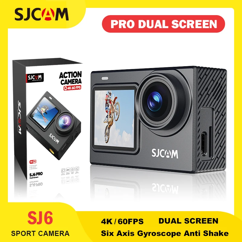 SJCAM SJ6 Pro 4K Dual Screen Action Camera Waterproof Touch Screen Sport Cam WiFi Night Vision 6-Axis Gyro Stabilization