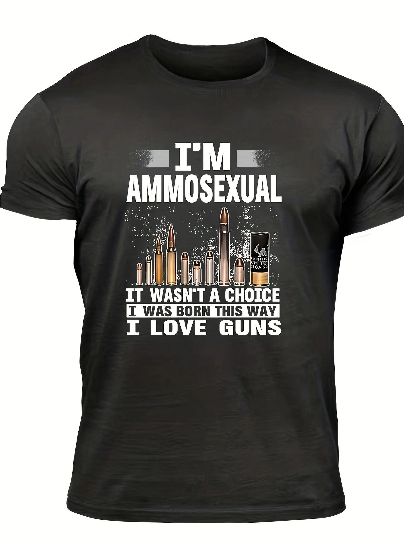MEFF3B-1 Bold Guns Rights Graphic T-Shirt Black with White Ammo Belt Design Soft Breathable Cotton Crew Neck Tee Unisex