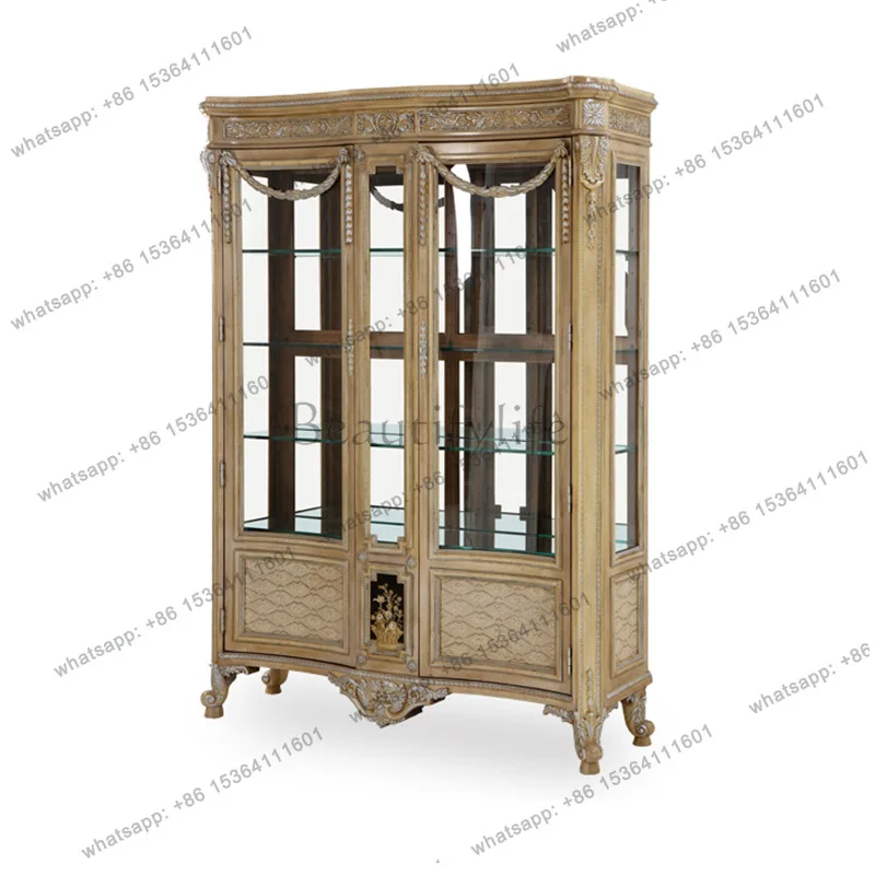 

Neoclassical French style Chanson European round dining table fabric restaurant furniture cabinet