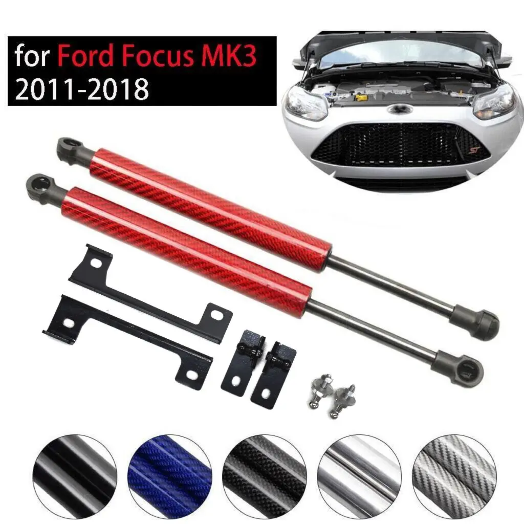 Für Ford Focus MK3 2011-2018 Vorderen Haube Haube Dämpfer 2x Ändern carbon Gas Streben Lift Unterstützung Schock zubehör Absorber