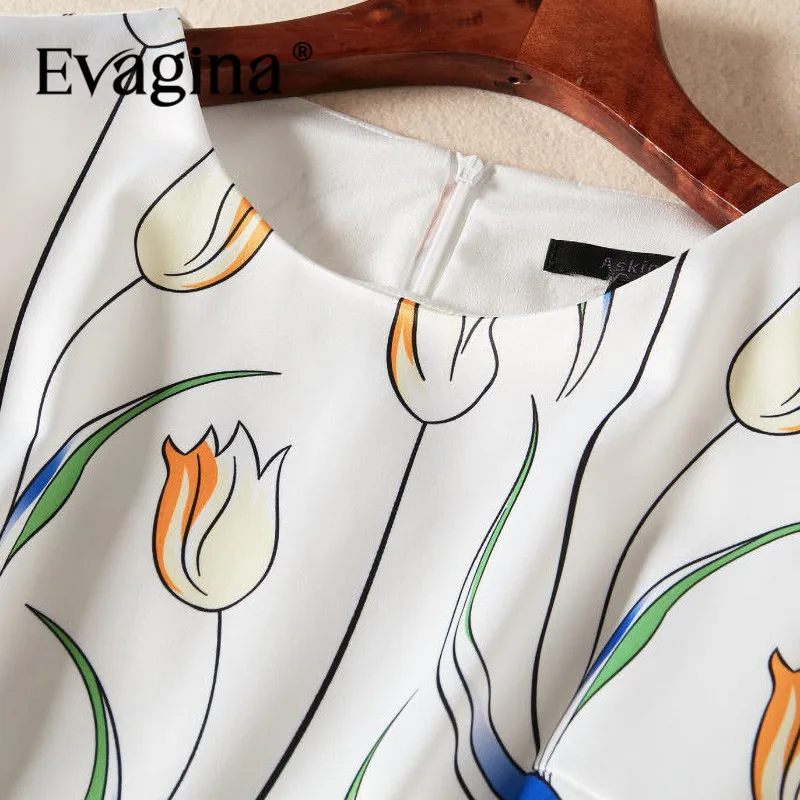 Evagina-Vestido corto sin mangas con estampado de flores para mujer, vestidos elegantes de fiesta, color blanco marfil, primavera y verano, 2024