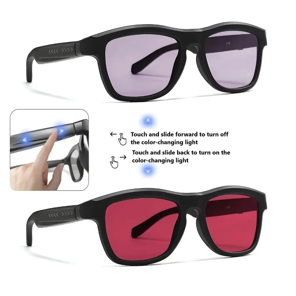 AI Intelligent Translation Smart Bluetooth Sunglasses Color-changing Control Lenses UV Protection Digital LCD Glasses