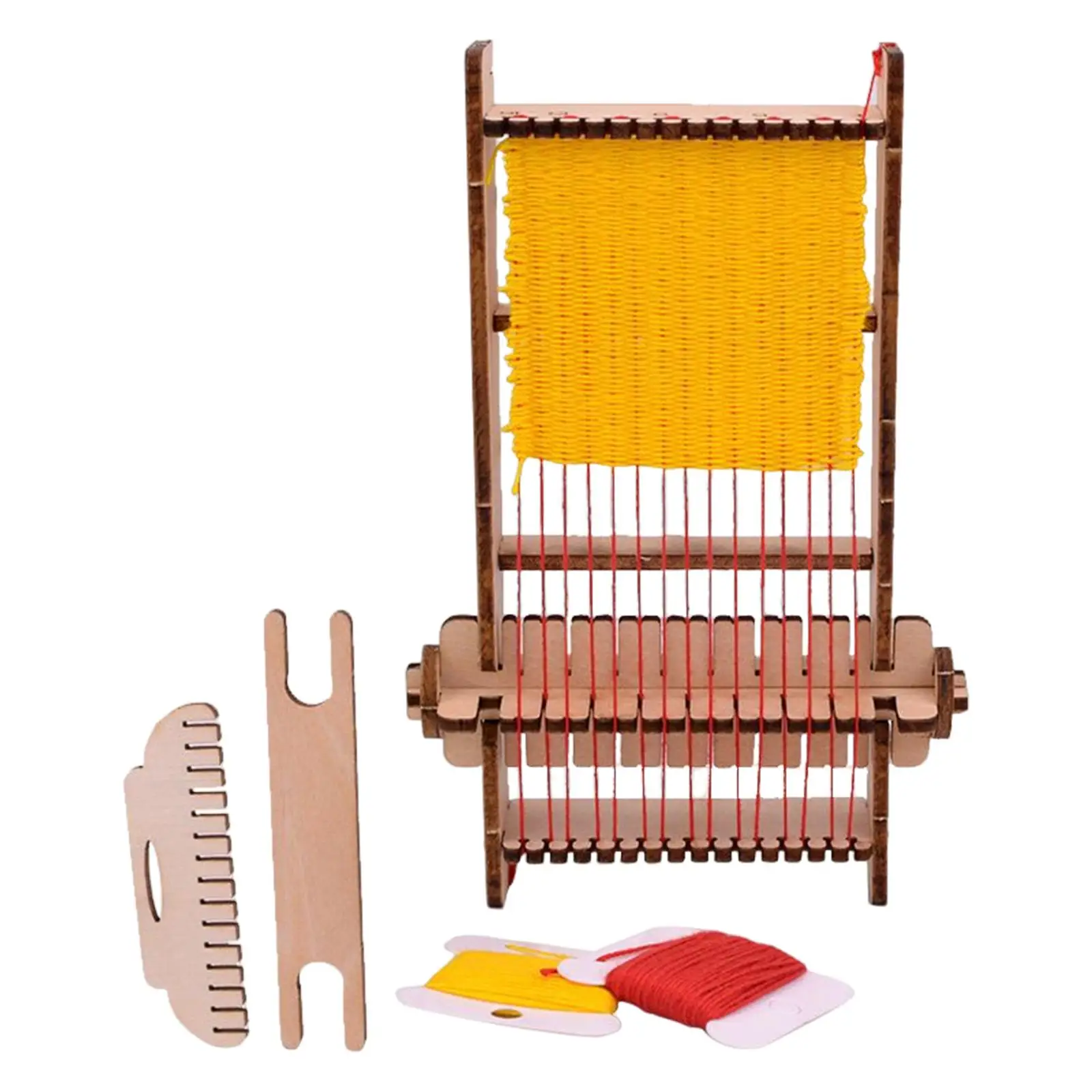 Wooden Knitting Machine Weaving Loom Weaving Loom Hand Knitted with Accessories Craft Woven Machine Knitting Frame for Children