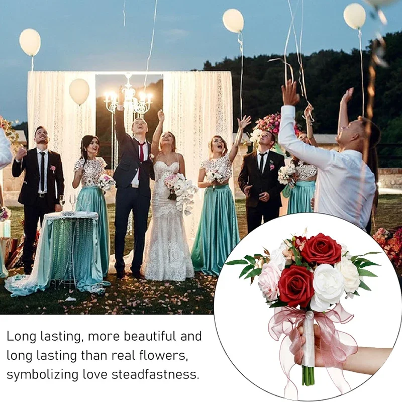 1PC Wedding Romantic Bouquet Handmade Bridal Wedding Bouquet Tossing Bouquet for Wedding Valentine\'s Day Party Church