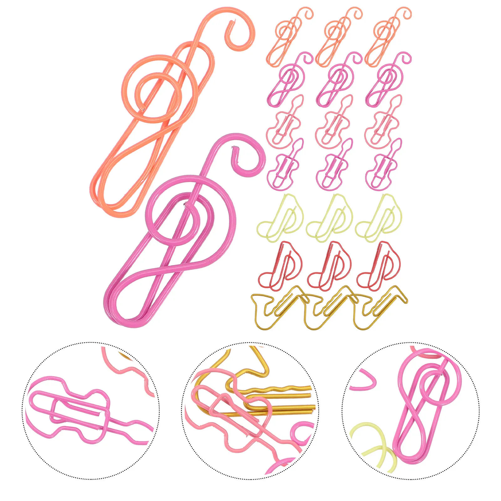 

60Pcs Cute Music Note Paper Clips Colorful Metal Document Clamps Creative Office School Stationery File Fasteners for Files