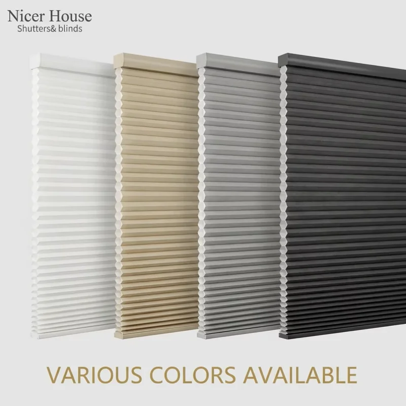 100% Custom Various Color Aluminum Alloy Valance Heat Insulation Dual Cell Fabric Manual Spring Cellular Shades For Bedroom Home