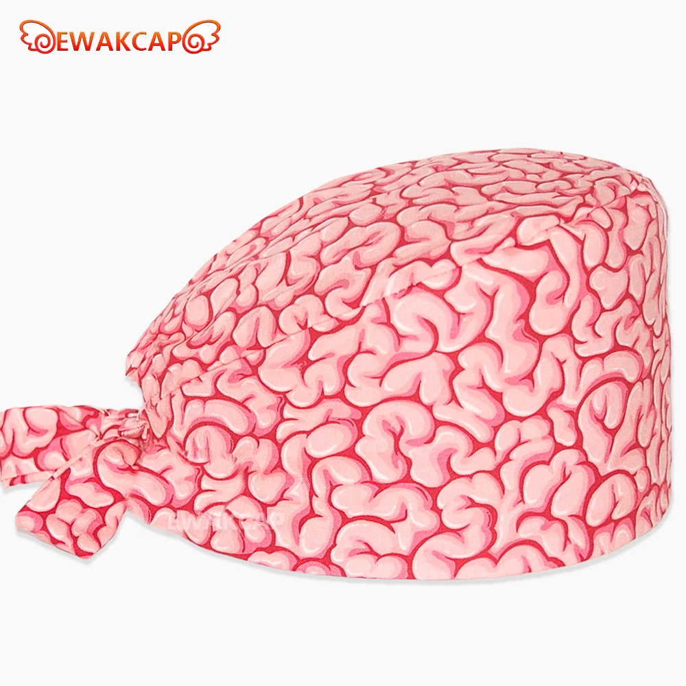 Brain Printed surgical cap for Medical Unisex 100% Cotton Scrub Hat Nurse Doctor working hats operating room baotou caps Women