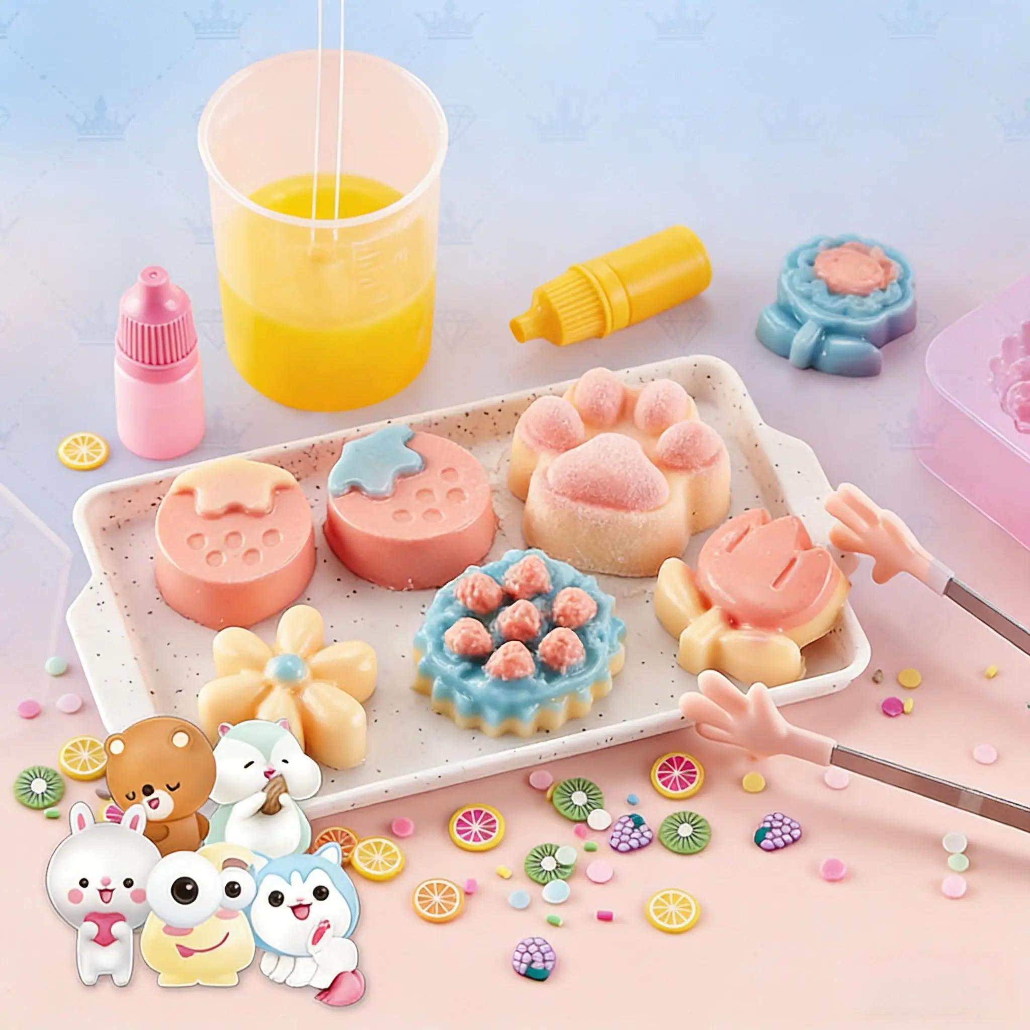Mid-Autumn Mooncake Silicone DIY Craft Kit - Cute Cat Paw Squishy Toy for Kids' Handmade Stress Relief Slow Rebound Fun