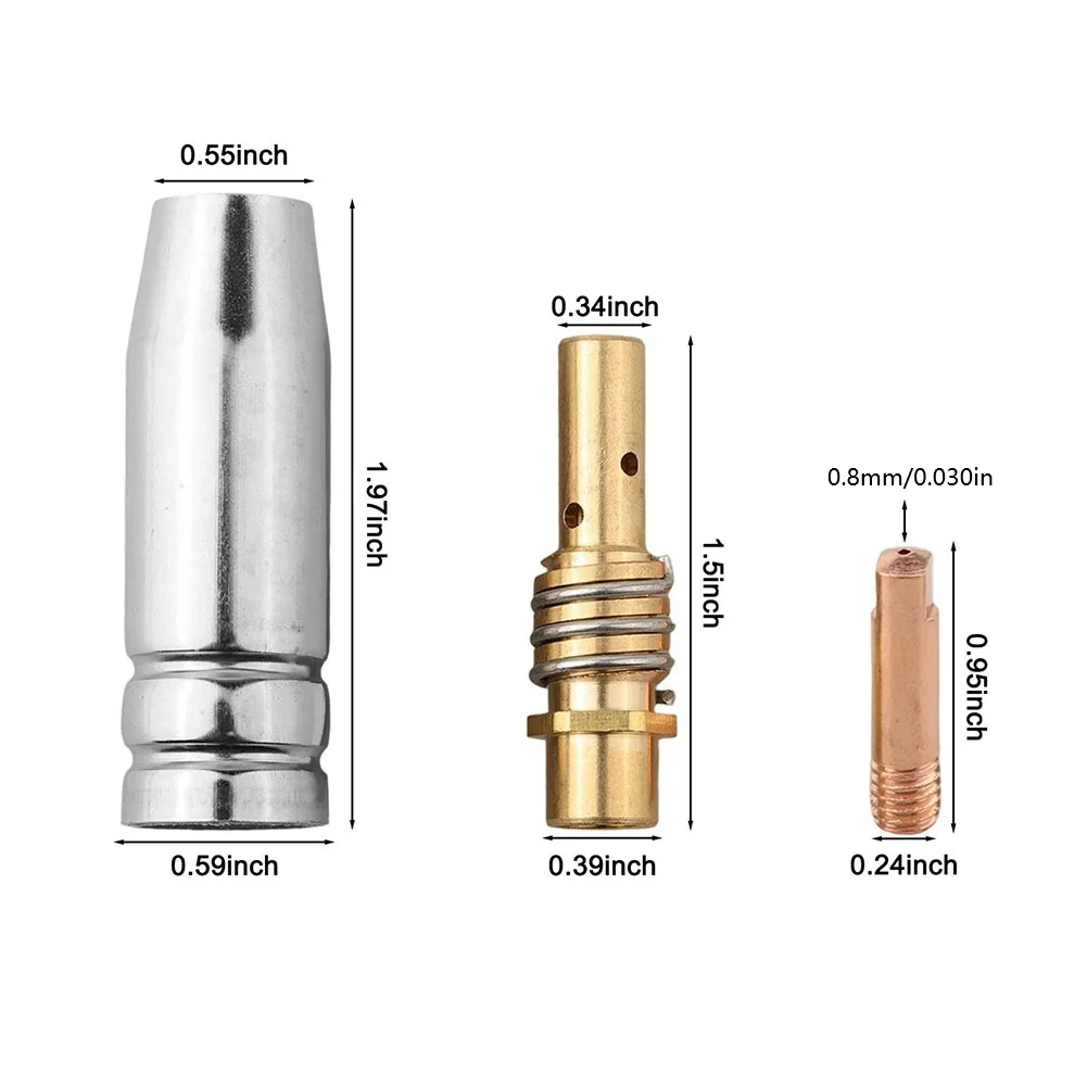 Complete Welding Consumables 17PCS for 15AK For MIG for torch Includes Nozzles Holder Springs and Wrench for Welding Machines