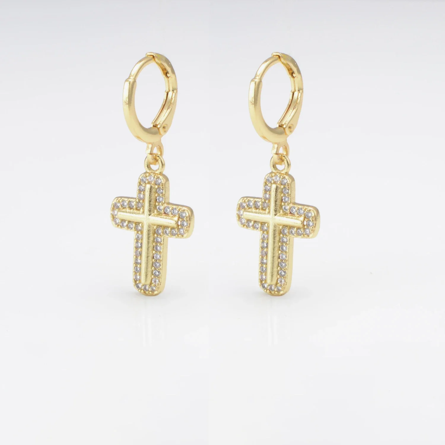 Religious Cross Hanging Earrings Classic Pray Cross Vintage Zircon Pendant Earring for Women Man Punk Jewelry Party Gifts