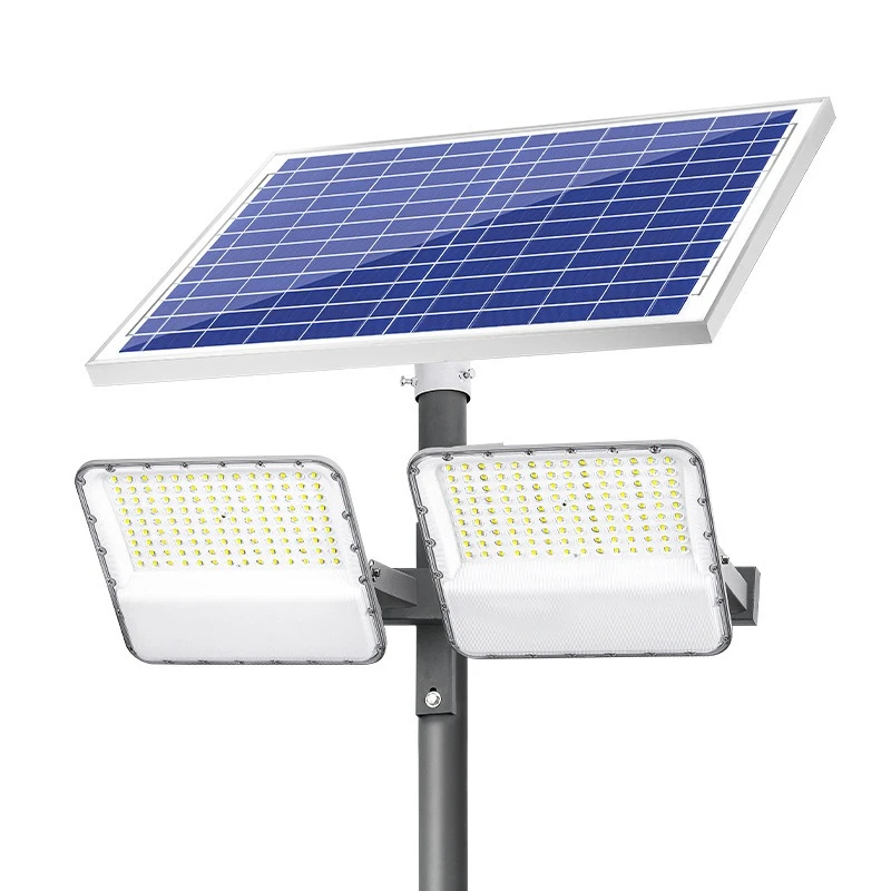 

Football court tennis court solar floodlight, long battery life outdoor six meters double head medium pole solar court light