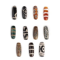 Vintage Natural Stone Tibetan Mystical Dzi Agate Beads Loose Spacer DIY Beads Tube Charms for Jewelry Making DIY Necklace 1/3pcs