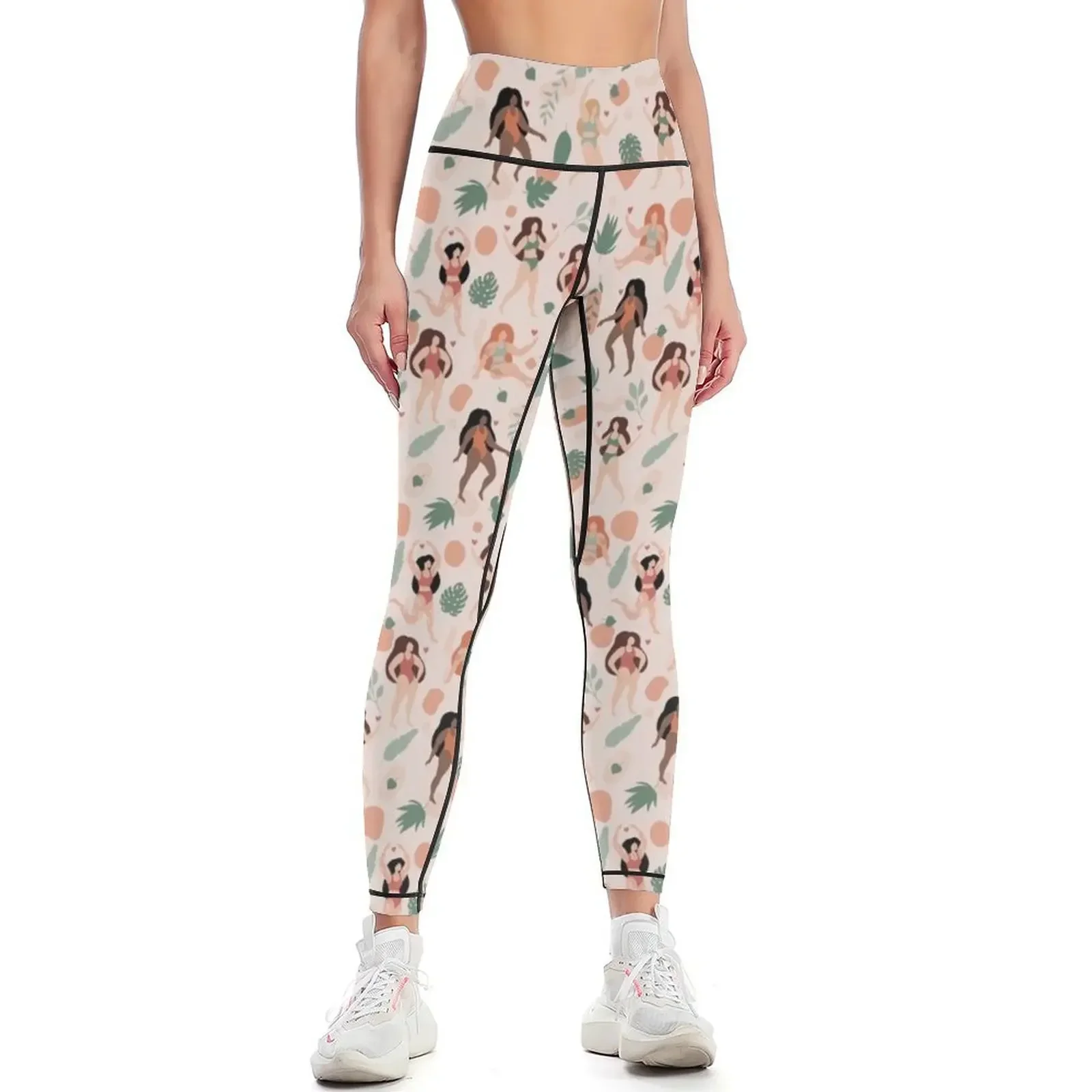 

Feminist pattern of different women with vitiligo, with tattoos, without waxing Leggings joggers for Womens Leggings