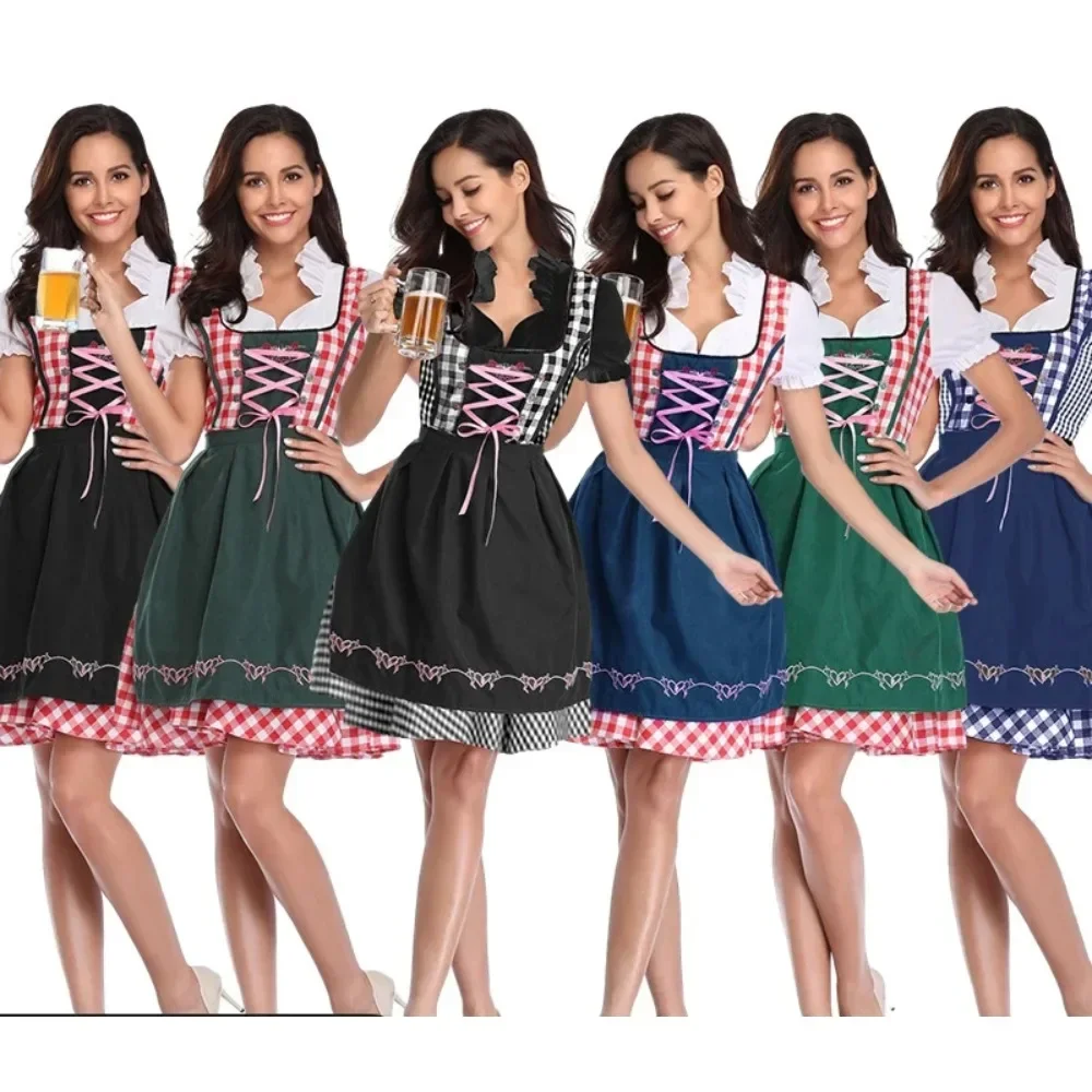

Women Halloween Cosplay Maid Dress Plus Size German Oktoberfest Costumes Adult Dirndl Traditional Short Dresses