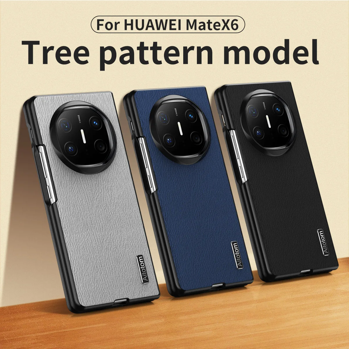 Case For Huawei Mate X6 X5 X3 X2 Luxury Tree Grain Back Cover Anti-fall Lens Full Cover For Huawei Mate X6 Shockproof Bumper
