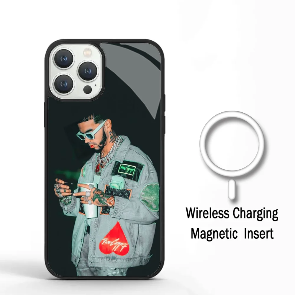 Anuel AA Rapper Phone Case For IPhone 11 12 13 14 15 Plus Pro Max Mirror Acrylic Cover For Magsafe