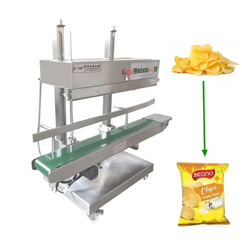 Vertical Continuous Belt Sealing Machine for Potato Chip Bags Semi Automatic Snack Packaging Machine with Date Coding