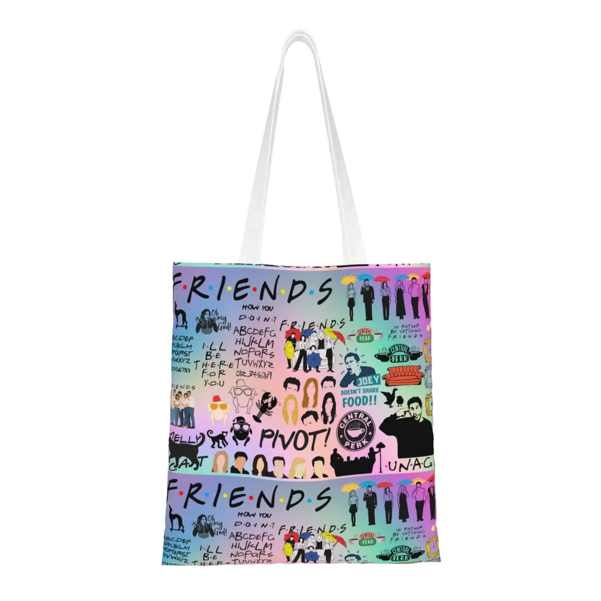 

Сумки-тоут унисекс с героями мультфильмов «Друзья», холщовая сумка Central Perk, американская продуктовая сумка для покупок, сумки