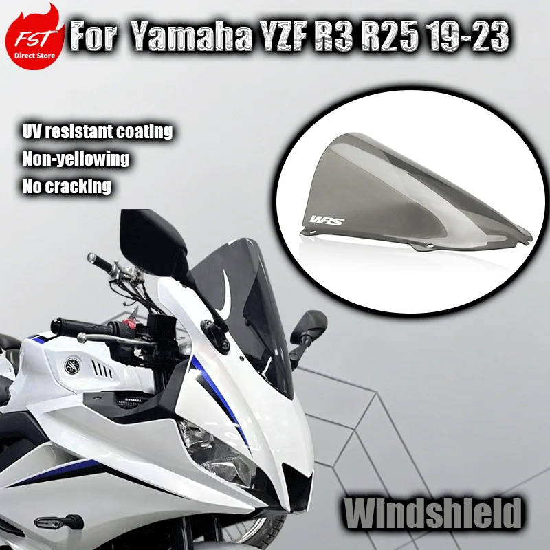 

For Yamaha YZF R3 R25 19-23 this is a modified raised racing windshield track windshield