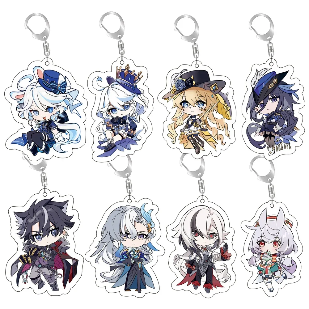 Game Genshin Impact Acrylic Keychain Lisa Minci Ganyu Keqing Figures Key Chain Accessories Bag Pendant Decor Collection Gift