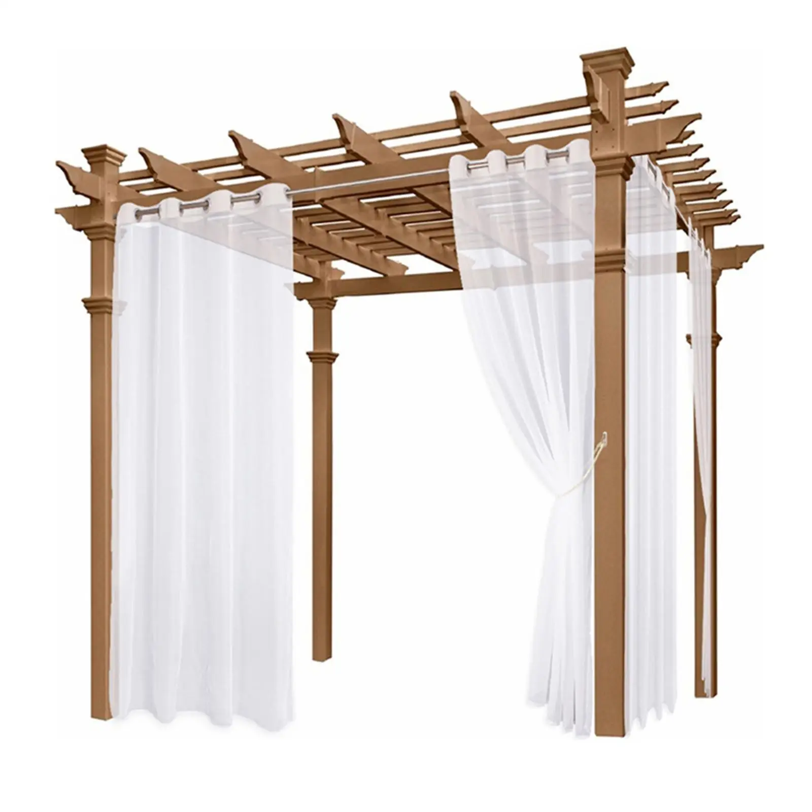 Outdoor White Sheer Curtain Eyelet Top Patio Drape Voile Decoration 3 Sizes