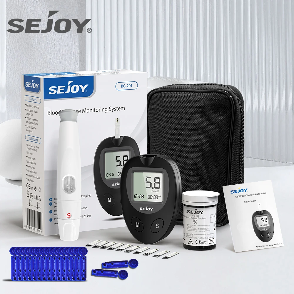 SEJOY Blutzuckermessgerät Komplett-Set mit 50 Teststreifen Blutzuckertester Diabetes Blutzuckermessgerät
