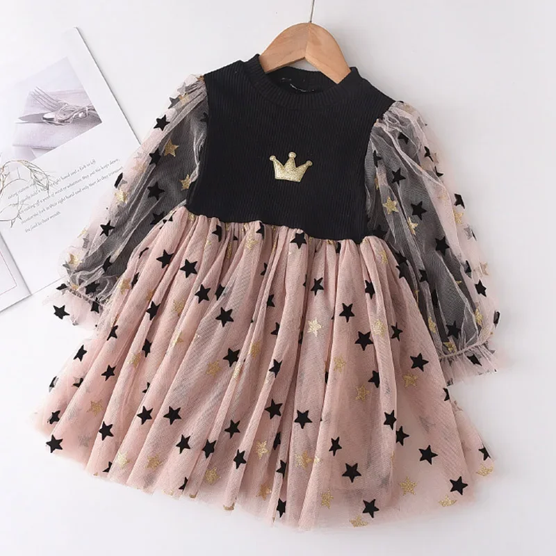 Bear Leader Lace Baby Girls Dress Long Sleeve Dresses Summer Weddings Kids Birthday Party Princess Dress Children Tulle Vestidos