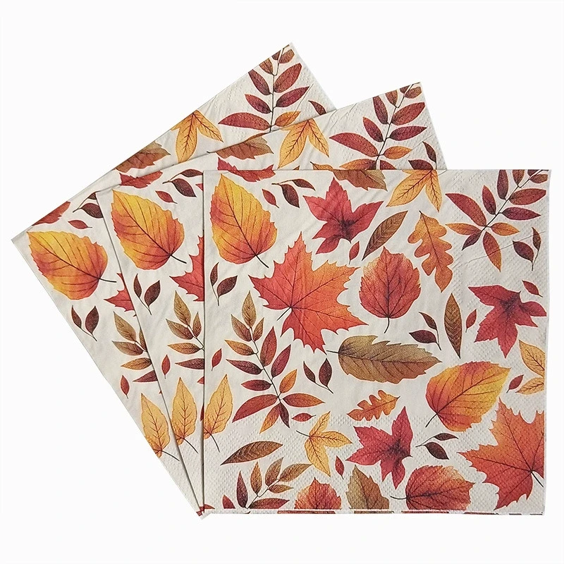 20/60Pcs Disposable Napkins, Maple Leaf Printed Paper Napkins, Party Handkerchief Tissue Paper Towel, Table DIY Decor