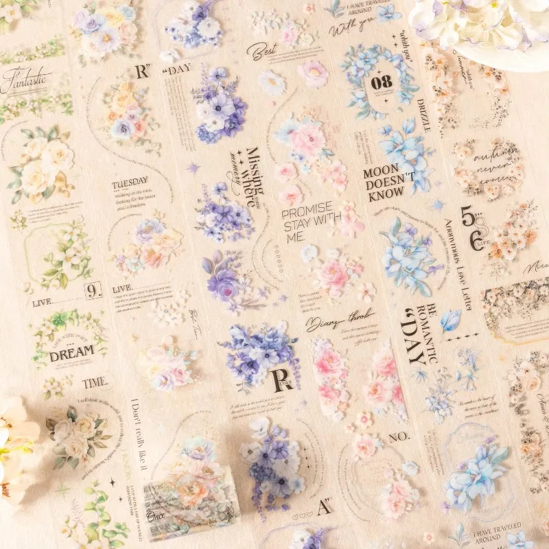 1 Rolle PET-Klebeband „Ruch the Flowers Speak Series“ INS-Blumenhandbuch DIY dekorative Aufkleber Klebstoffe Sammelalbum 60 mm * 2 m