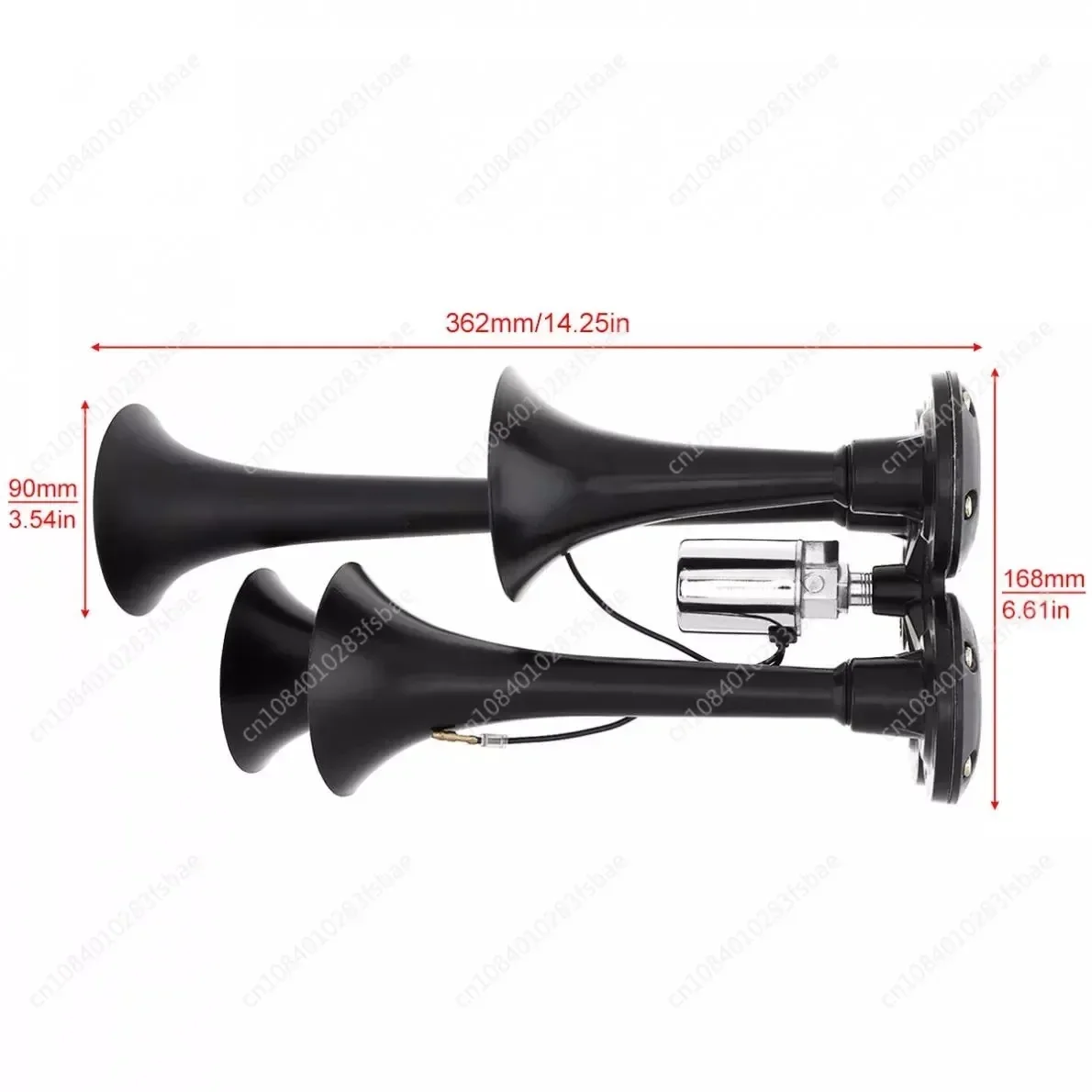 12V/24V High-quality Black Four-tube Electrically Controlled Air Horn, Car Loud and Super Loud Air Flute