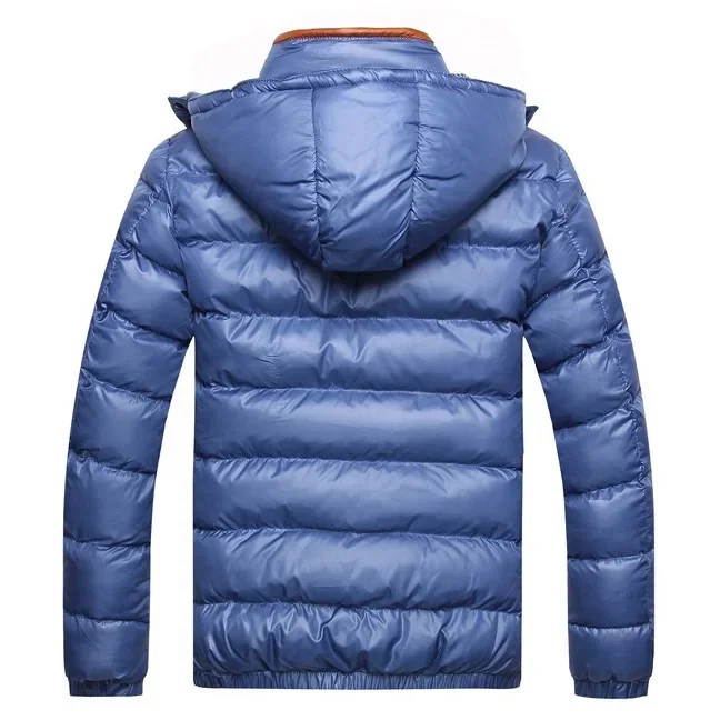 الشتاء الرجال أسفل سترة خمر الوقوف طوق مقنعين الذكور ملابس خارجية سحاب أكمام طويلة الباردة واقية مريحة معطف الرجل اليومي #5