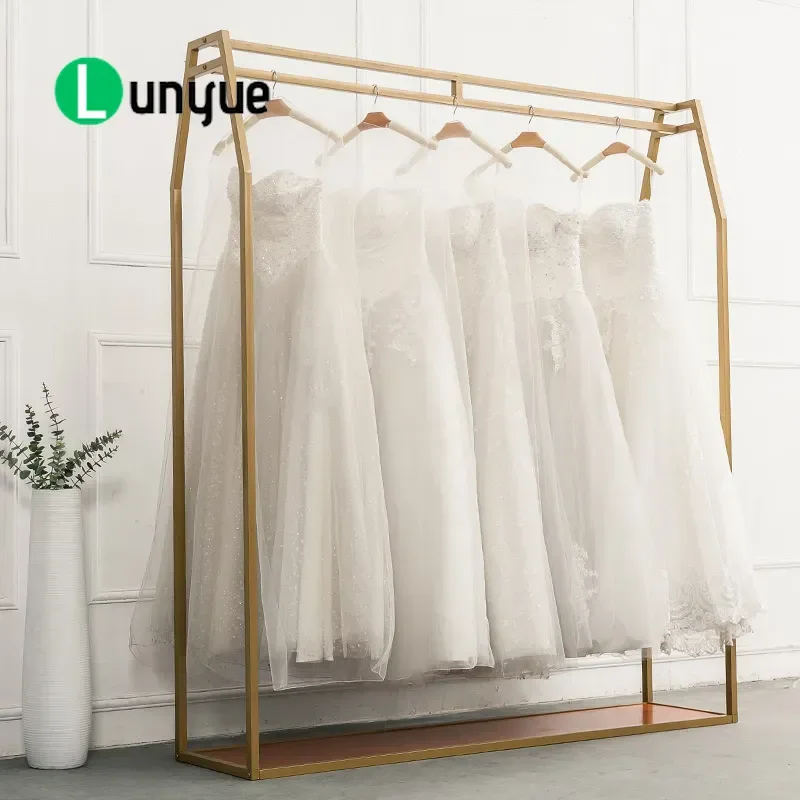 Wrought Iron Wedding Dress Display Rack Floor to Ceiling Hanger for Bridal Store High End Studio Simple Garment Shelf