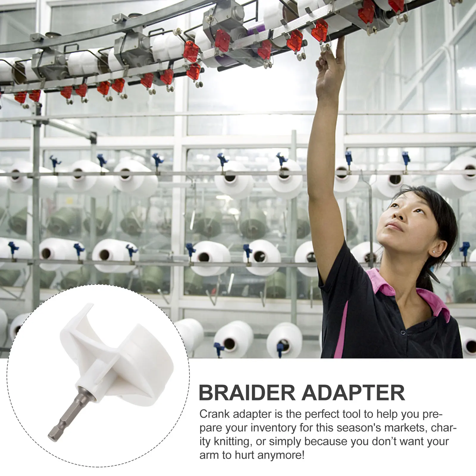 

Crank Adapter 1Set Knitting Machine Parts Hex Steel Bit Fast Project Prep No Arm Strain Manual Powered
