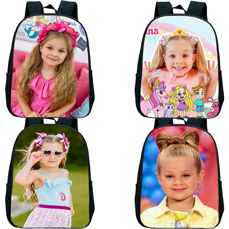 

12 Inch Small Backpacks Kids Diana Show Print Kindergarten Bags Kids Softback Backpack for Preschool Girls Waterproof School Bag