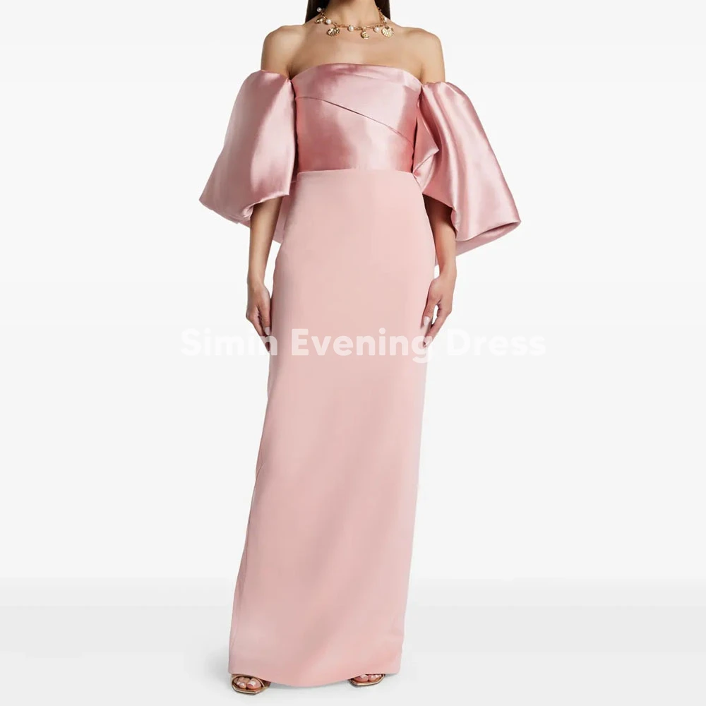 

Simin Customized Women's Off-the-shoulder Straight Floor-Length Evening Dresses With Half Sleeves Backless Elegant Dresses 2025