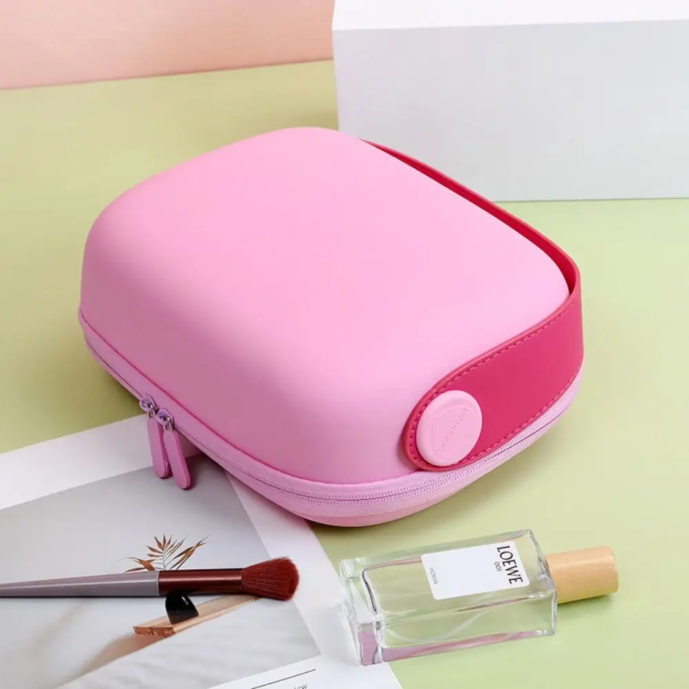 Makeup Case Waterproof PU Cosmetic Bag Handle Candy Color Wash Storage Bag Zipper Large-Capacity Make Up Pouch Bag Bathroom